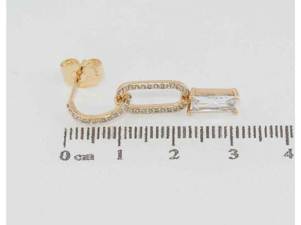 Сережки Xuping Позолота 18K пусети "Овальні підвіски з інкрустацією цирконієм" (081884) - фото 2