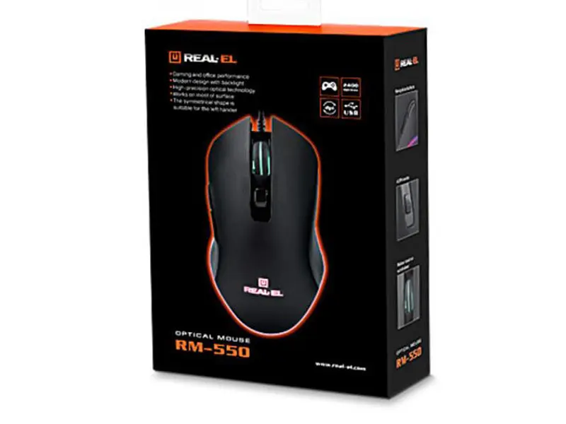 Миша REAL-EL RM-550 USB Black (EL123200027) - фото 2