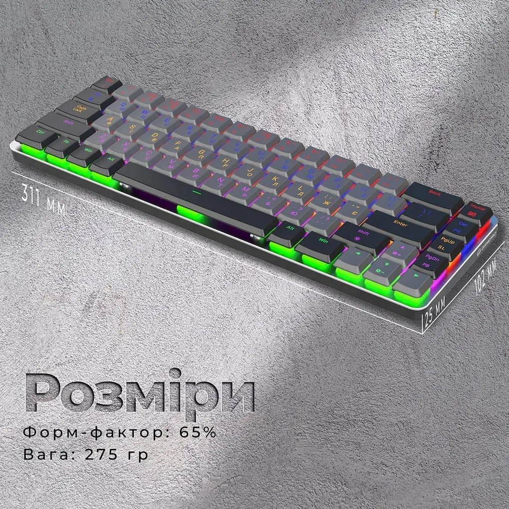 Клавіатура GamePro MK122R Red Switch Low Profile Wireless Dark Gray (MK122R) - фото 4
