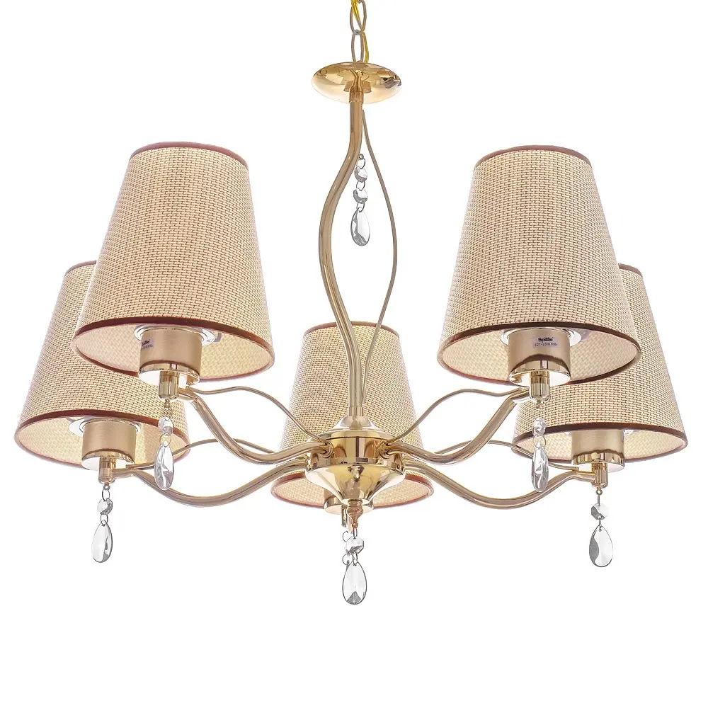 Люстра подвесная Brille прованс с абажуром в спальню E27 60W G (BKL-648S/5) - фото 6