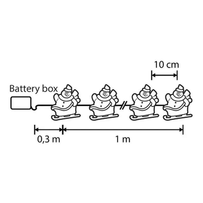 Гірлянда Luca Lighting Сніговик, струна, 1,3 м, класична біла, 10 LED 2AA, таймер (8720967822836) - фото 2