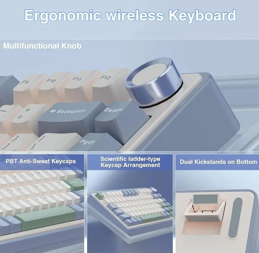 Клавіатура ігрова механічна Aula Mechanical F-75 wireless White Leobog Reaper switch 2.4G/Bluetooth - фото 7
