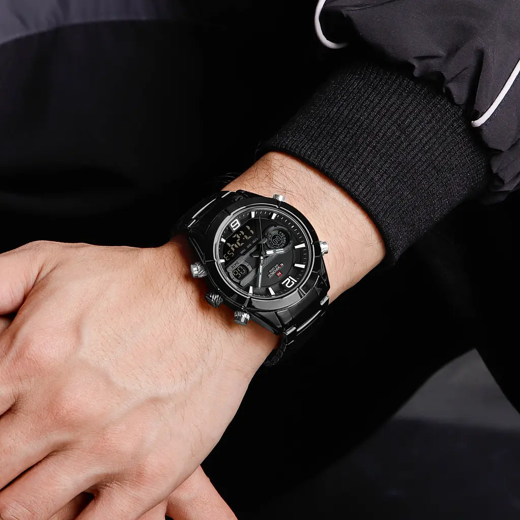 Наручний годинник чоловічий NaviForce Aviator Чорний (3531) - фото 6