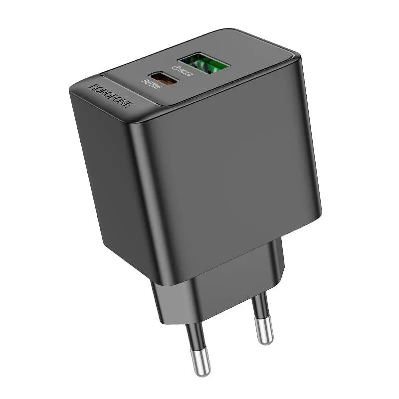Зарядное устройство - Адаптер сетевой Borofone BAS14A Erudite charger 2 выхода 1USB + 1Type-C 20W черный - фото 9