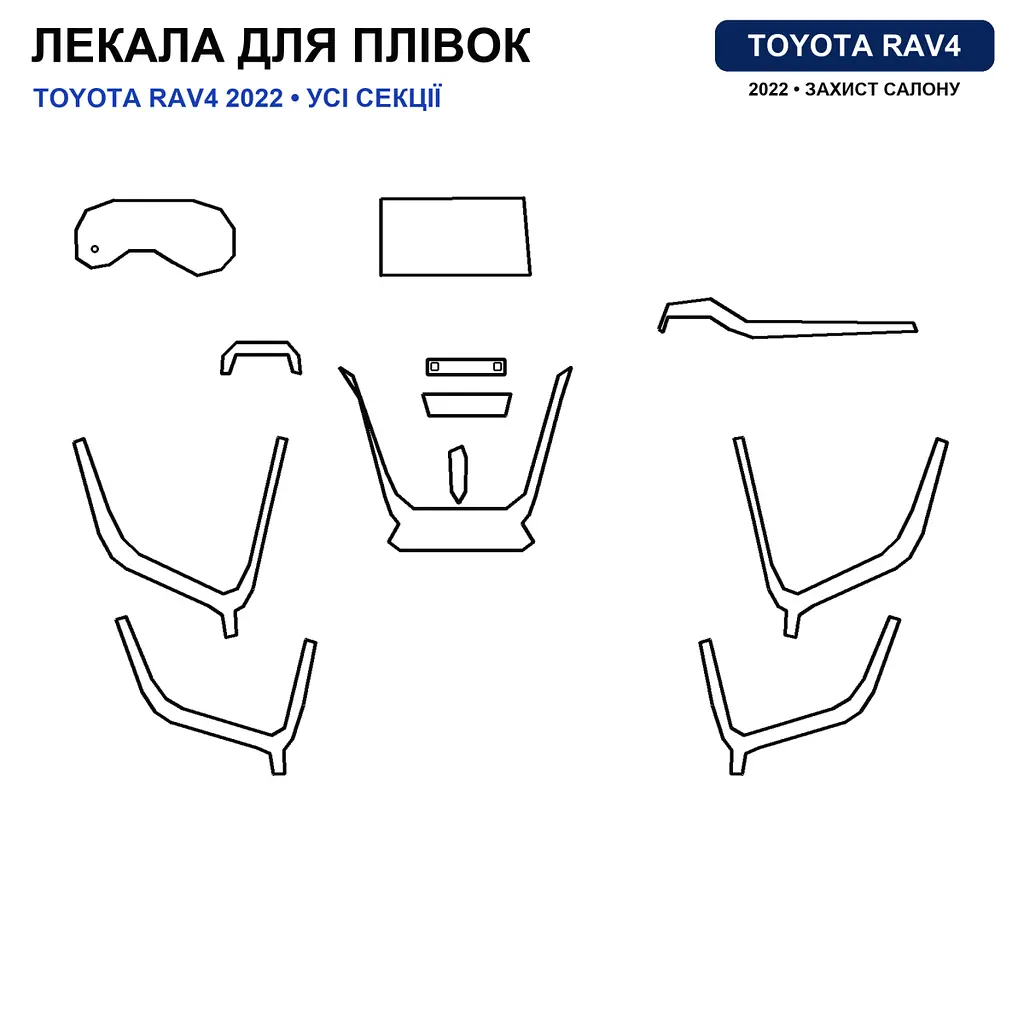 Набір Плівок захисних для салону Toyota RAV4 V (XA50) 2018-2025 TPH (Кансолі Дисплея Ручок) Тип 2 - фото 3