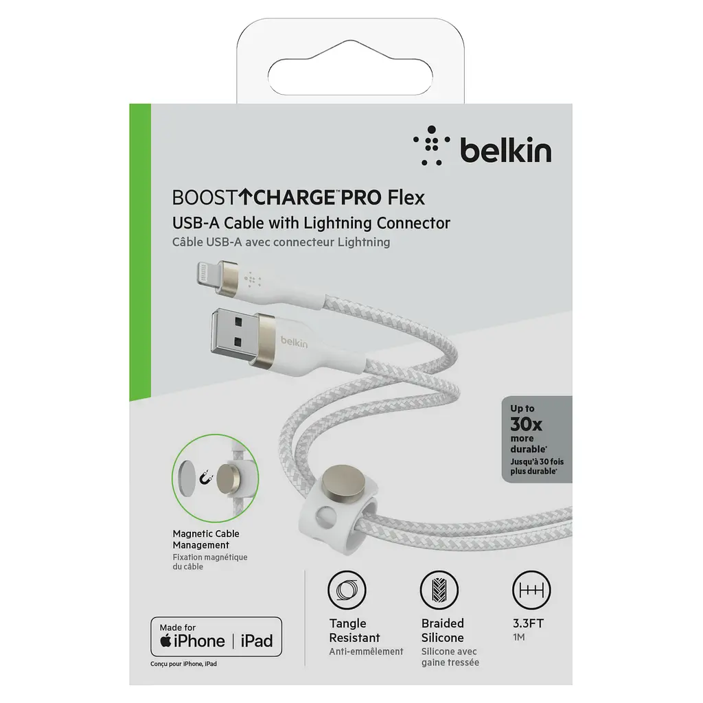 Кабель Belkin USB-A > Lightning зарядка/синхронизация 1м, плетеный, силиконовый, с ремешком на ма teh0013716 - фото 3
