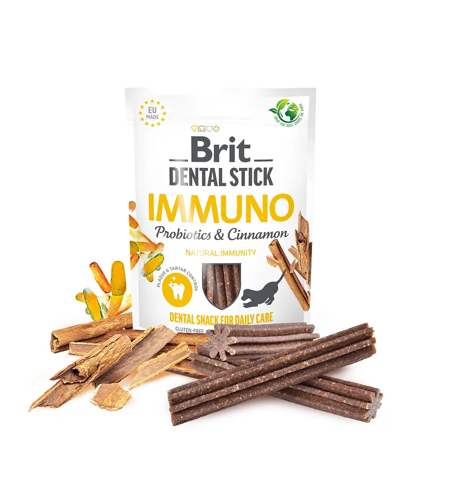 Лакомство для собак Brit Dental Stick Immuno для крепкого иммунитета, пробиотики и корица 7 шт. 251 г - фото 3