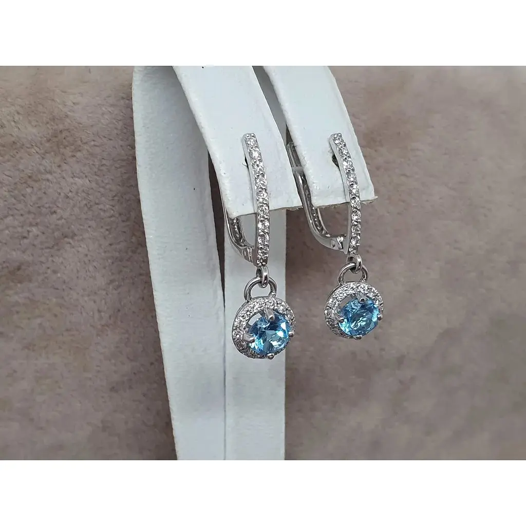 Золоті сережки Гаразд з діамантами і топазами. 3033351Б - фото 3