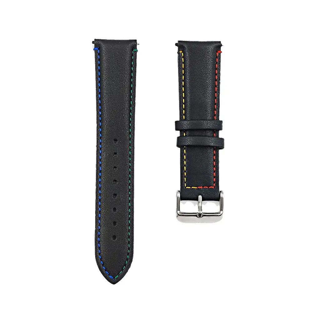 Безель ATR і шкіряний ремінець Sikai для смартгодинника Xiaomi Watch S3/S4 Black-rainbow - фото 6