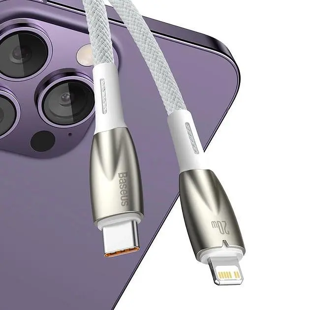 Кабель Baseus Glimmer Series Fast Charging USB-C to Lightning 2m White (CADH000102) - фото 4
