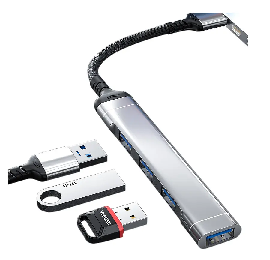 Розгалужувач Хаб 4 порти VEGGIEG VK-301 HUB USB 3.0 на USB 3.0 — 4 порти, 480Mbts, живлення від USB, 15cm - фото 3