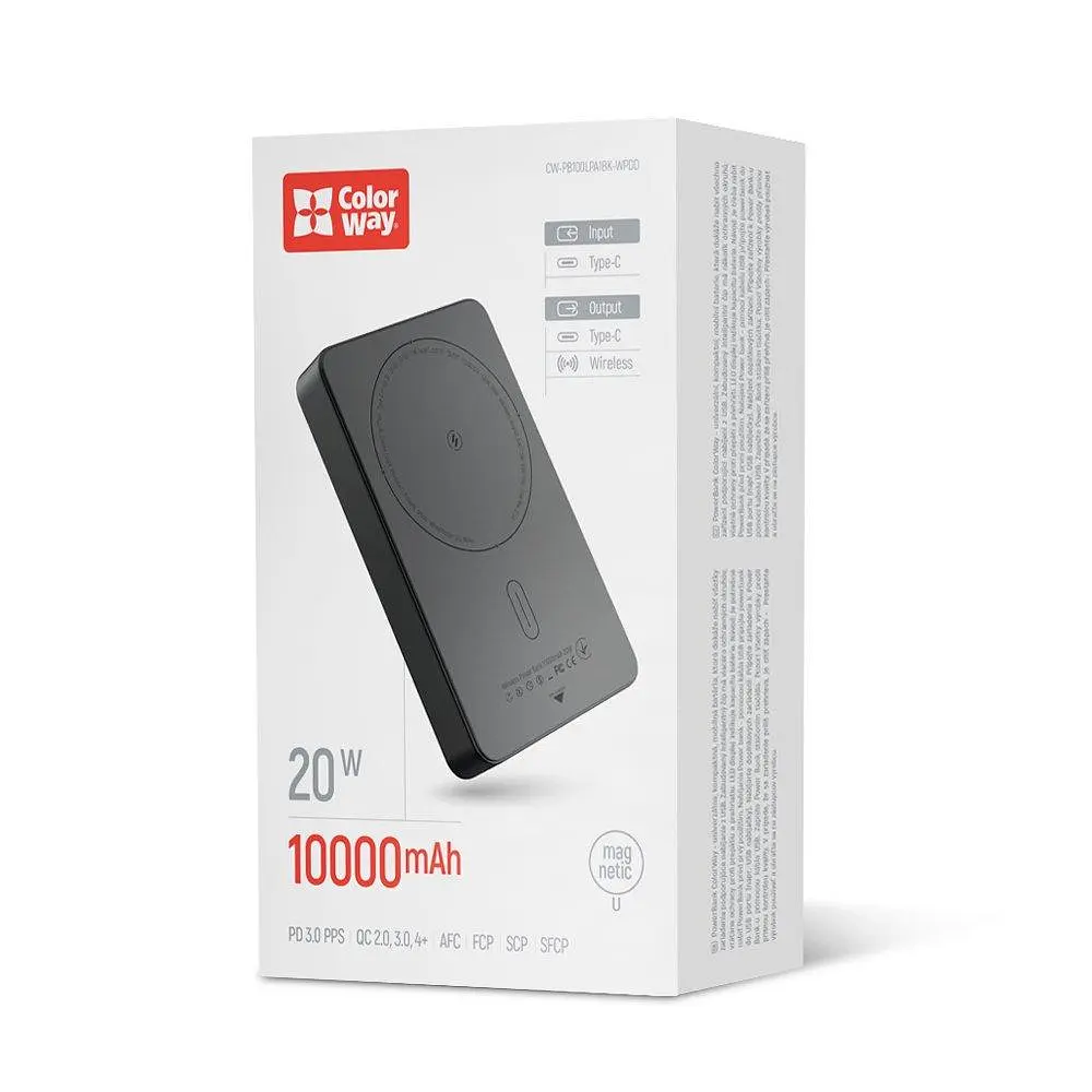 Універсальна мобільна батарея ColorWay 15W MagSafe 10000mAh Чорний (CW-PB100LPA1BK-WPDD) - фото 2