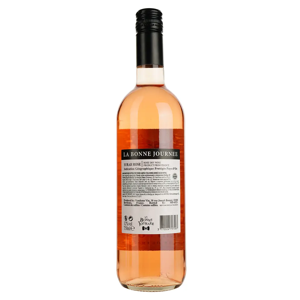Вино La Bonne Journee Syrah Rose IGP Pays d'Oc розовое сухое 0.75 л - фото 2