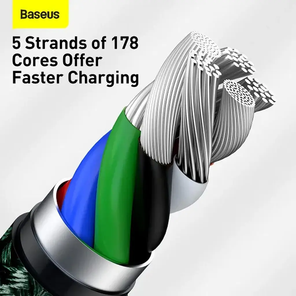 Кабель Baseus Cafule Metal USB-C to Lightning PD 20W 2m Green (CATLJK-B06) [169513] - фото 11