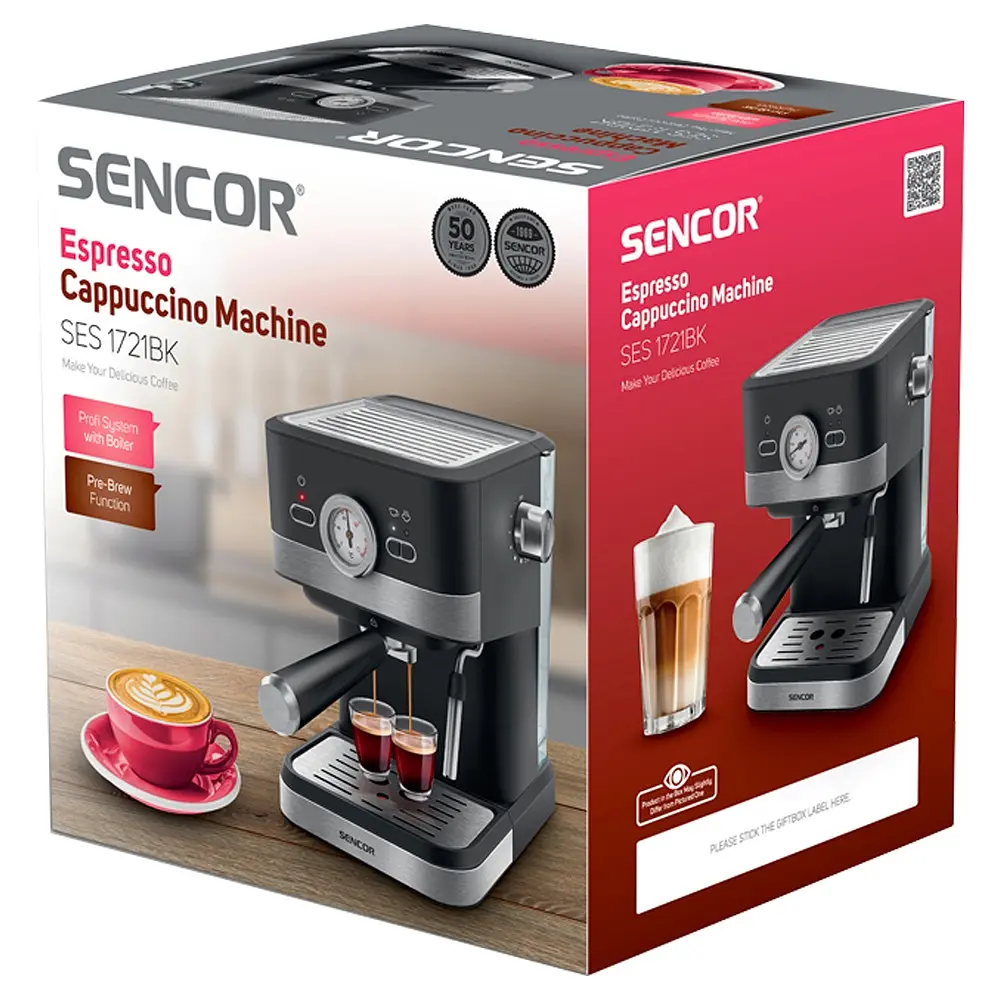 Кавоварка еспресо Sencor SES 1721BK 1.5 л Чорний (6931336) - фото 6
