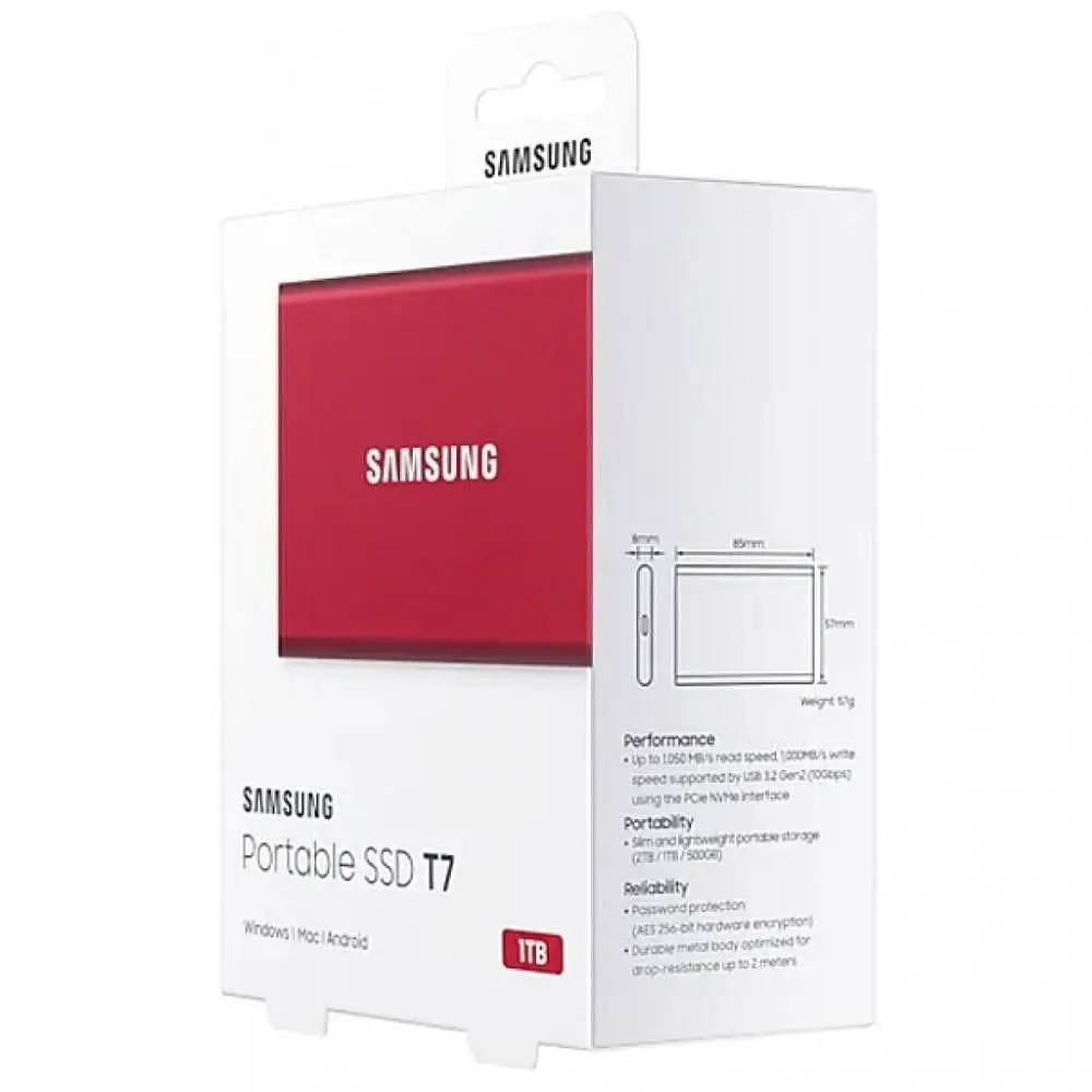 Внешний SSD накопитель Samsung T7 1 TB Red [MU-PC1T0R/WW] [53624] - фото 9