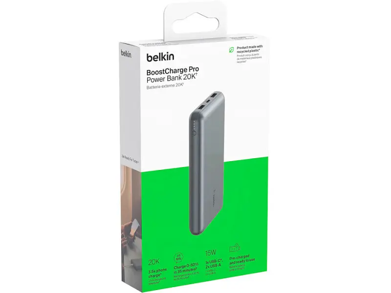 Зовнішній акумулятор (Power Bank) Belkin 20000mAh 15W Space Gray (BPB012BTGY) - фото 6