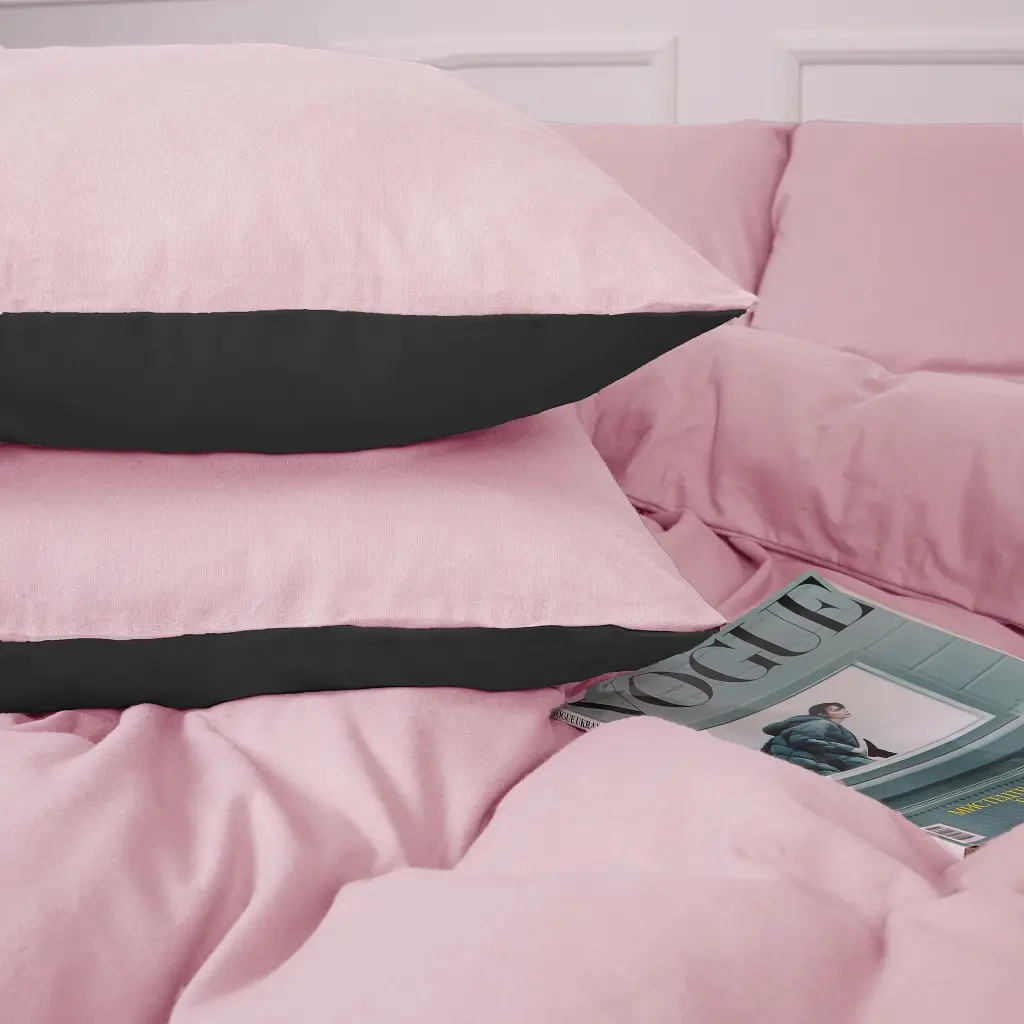 Постільна білизна MirSon 002-008 Black/Pink Фланель 2 x 160 x 220 Сімейний Євро (2200009661884) - фото 6