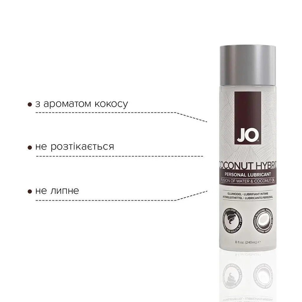 Змазка-крем з кокосовою олією JO Coconut Hybrid ORIGINAL (240 мл) біла - фото 3