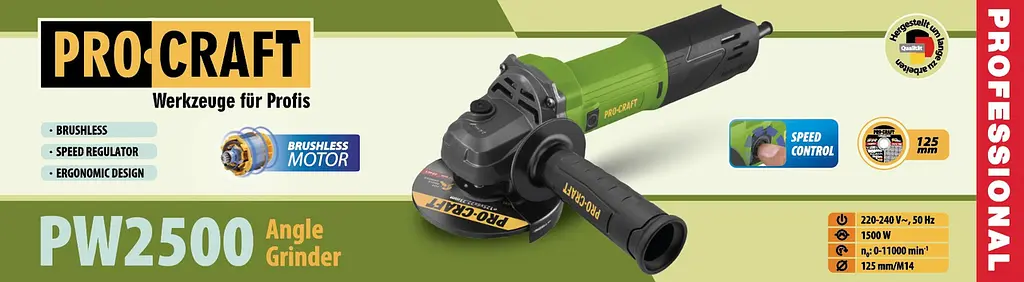 Шліфмашина кутова PRO-CRAFT PW-125/2500 безщіткова 125 мм - фото 2