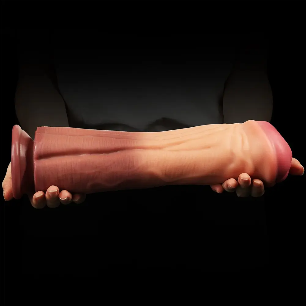 Фалоімітатор LoveToy Dual Layered Silicone Cock 12" 30 см коричневий - фото 5