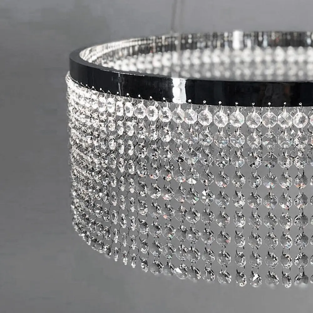 Невероятная хрустальная люстра с серебряной обводкой h35 Line.F Диаметр 40см - фото 3