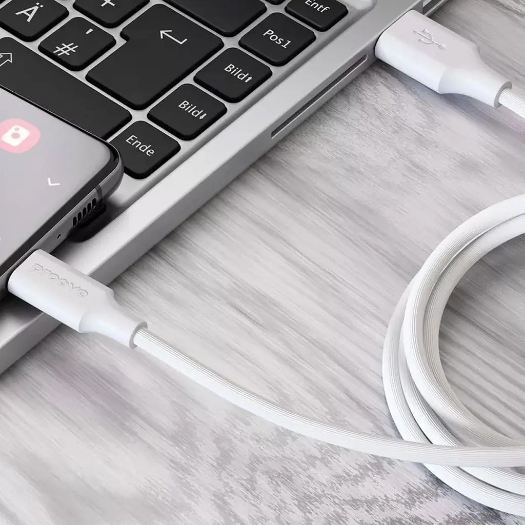 Кабель Proove Striped Silicone USB-A to USB-C 1m White (CCSS60001202) [133330] - фото 3