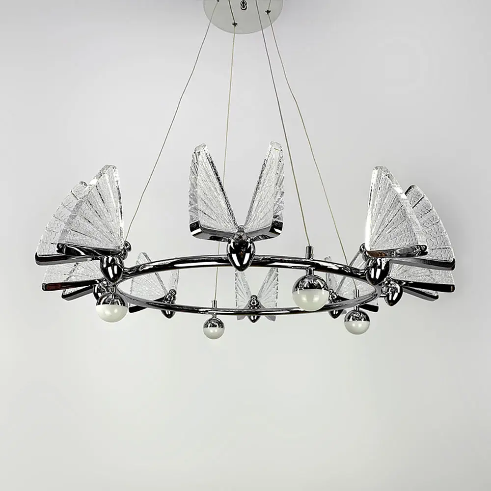 Светодиодная люстра с 8 бабочками в серебряном корпусе Ст. CA 02/8 CH | Line F - фото 7