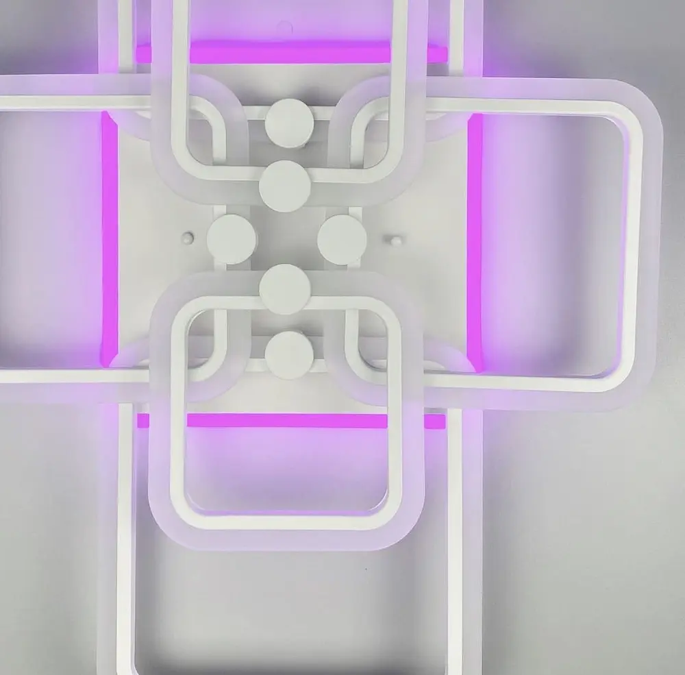 Світлодіона LED люстра на 2+2+2 ріжки квадратної форми Line.F RGB підсвітка є - фото 3