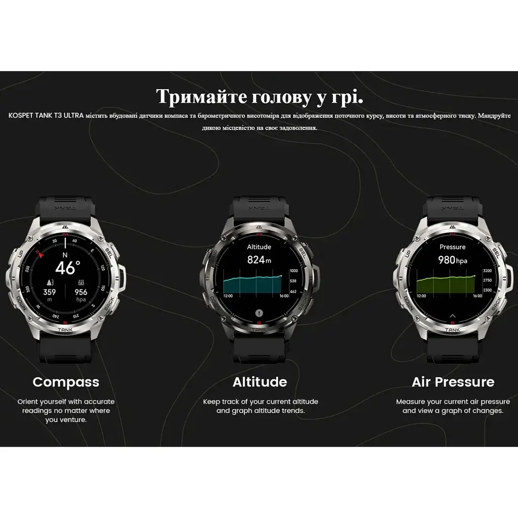 Смарт-годинник тактичний Kospet Tank T3 Ultra Special Edition Silver (KTT0003USES) - фото 6