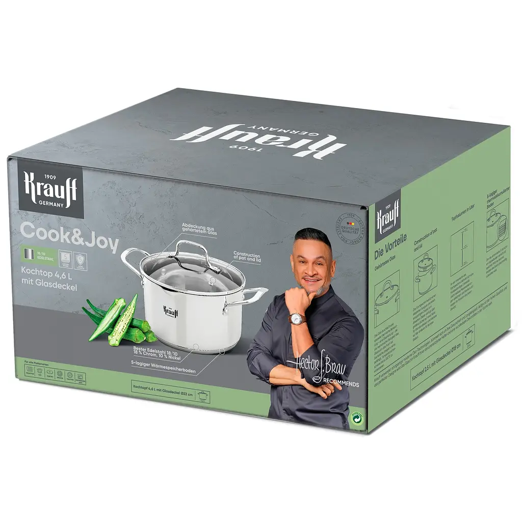 Каструля Krauff Cook & Joy зі скляною кришкою 4.6 л 22 см (26-238-119) - фото 4