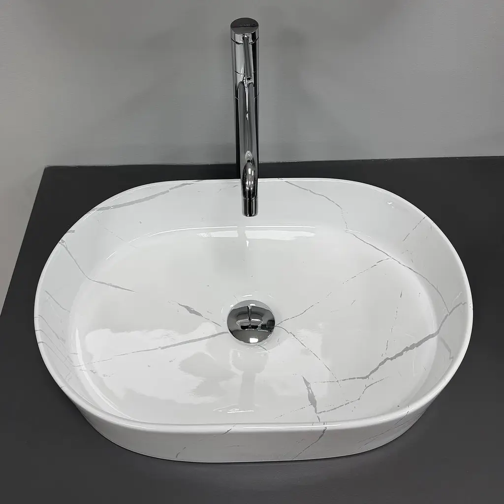Умивальник VBI Verona накладний 50x34 см marble white glossy VBI-011330 - фото 3