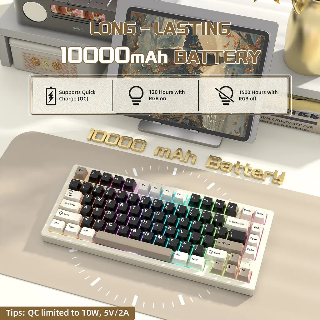Клавіатура Attack Shark X75 RGB перемикачі Kailh MX кремово-біла (AS-6972792471457-CW-UA) [166744] - фото 4