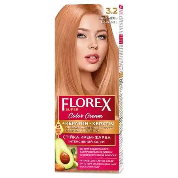 Крем-фарба Florex Карамель КЕРАТИН 3.2