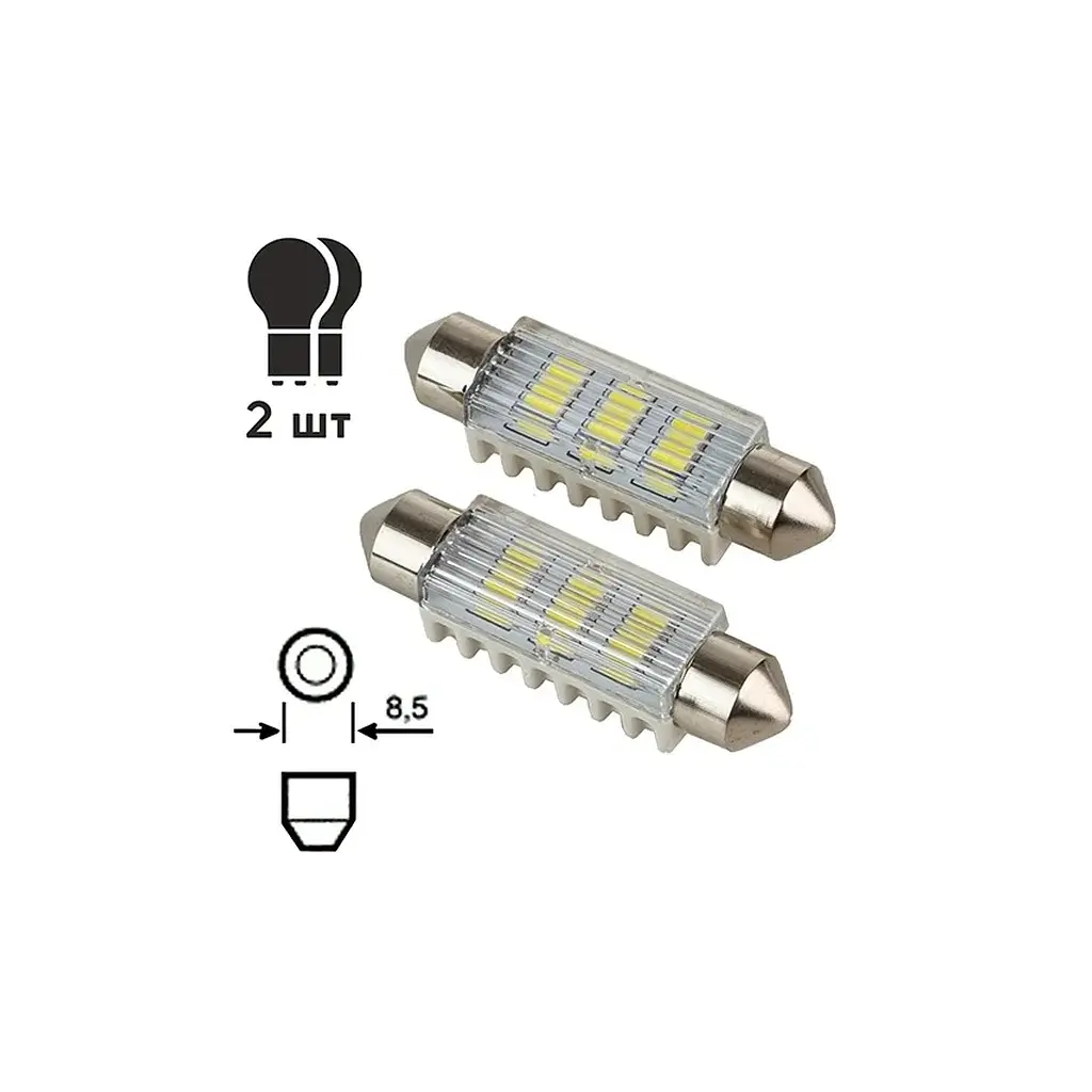 Автолампа PULSO LED SV8.5/T11x41mm/6 SMD-5730/9-18v/100Lm (LP-64041) - фото 2