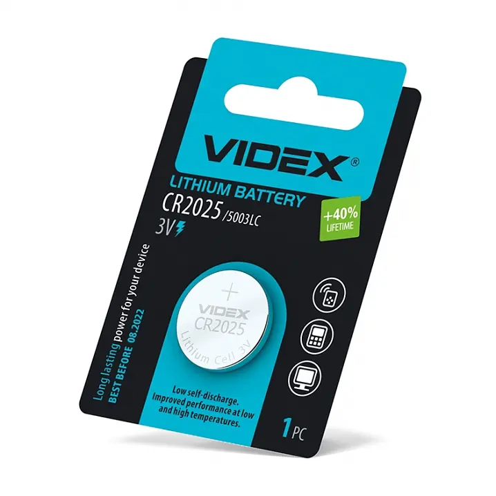 Батарейка літієва Videx CR2025 3V 160 mAh +40% LifeTime 1 шт Blister