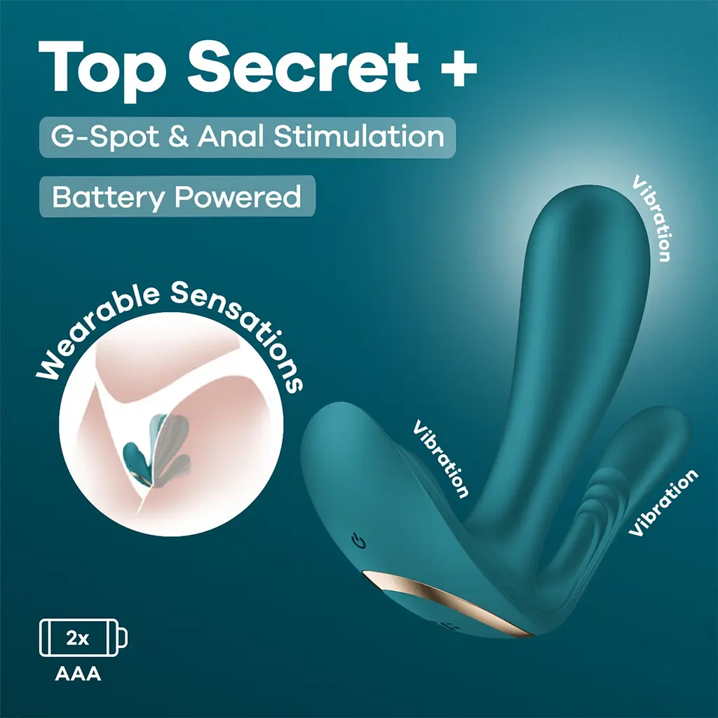 Вібратор Satisfyer Top Secret+ Battery Series Подвійний смарт- у трусики - фото 7