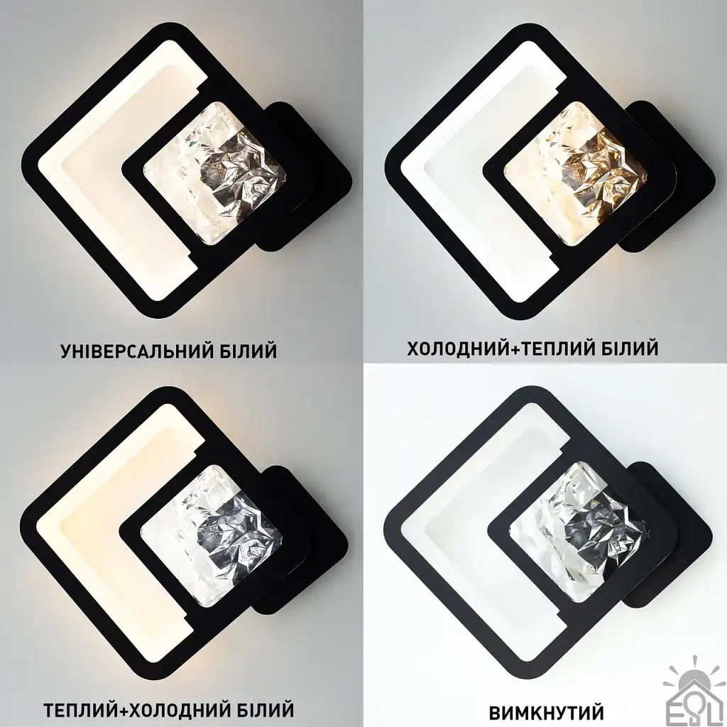 Керований cвітлодіодний світильник бра TETRA ICE 13 Вт S 288х252х46 мм Чорний ESLLSE - фото 4