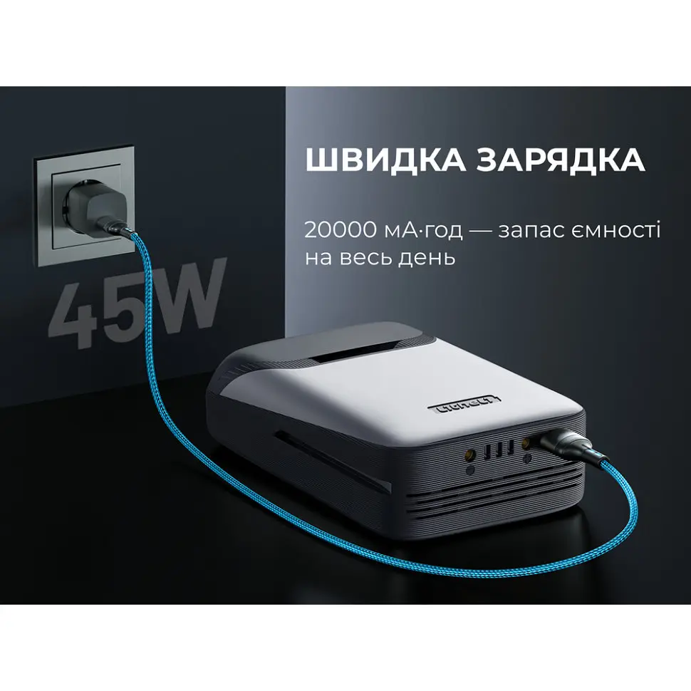 Універсальна мобільна батарея Litheli Power Bank 20000 mAh, 45 W, 4А, Fast Charge (U20BY04B) - фото 7