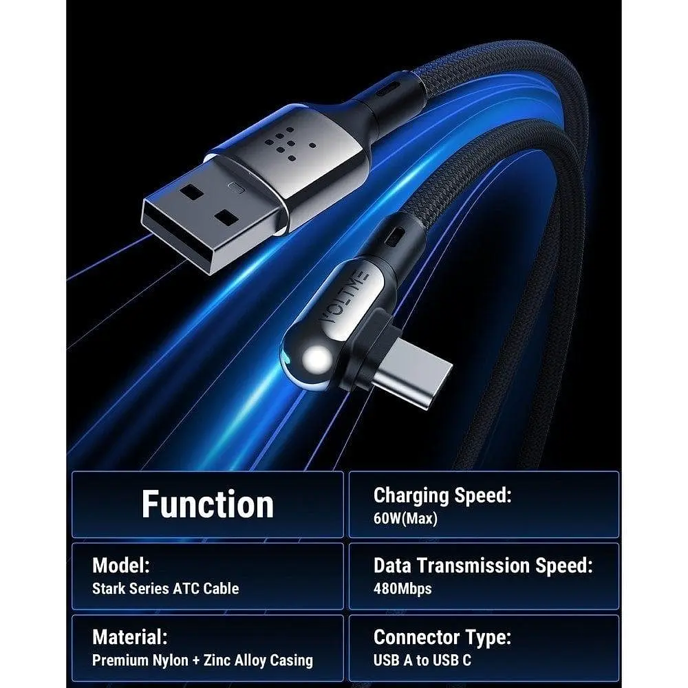 Кабель Voltme Powerlink Stark Usb-A To Usb-C Чорний: 2 М: 60 Вт - фото 4