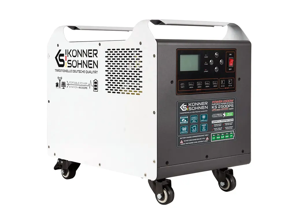 Konner & Sohnen Портативна електростанція KS 2500PS, 2500Вт, 2560 Вт·рік, LifePo4, 31кг - фото 3
