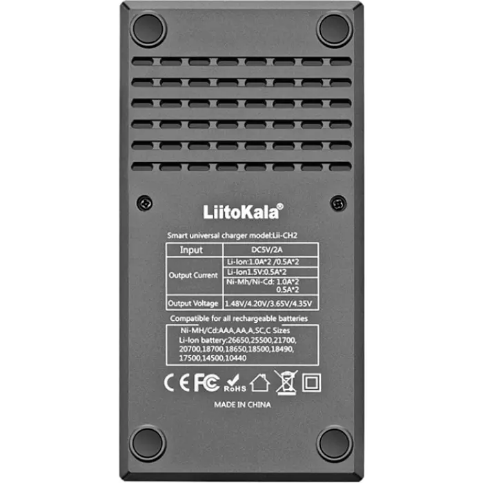 Зарядний пристрій LiitoKala Lii-CH2, 18650, 26650, 21700, АА, ААА Li-ion (1.5V), LiFePO4, NiMH акум - фото 4
