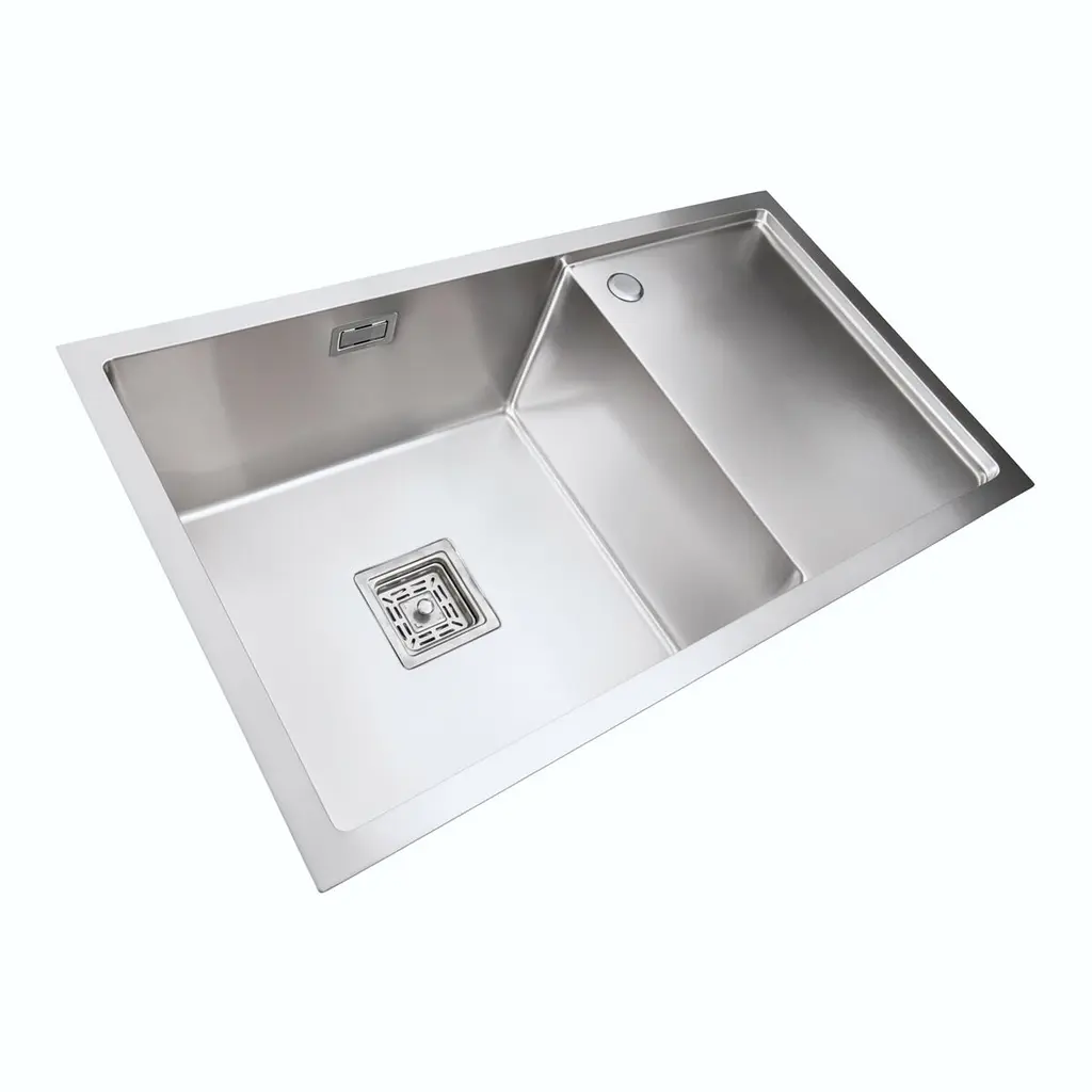 Кухонна мийка Platinum Handmade 780x440x230 L нержавійка (квадратний сифон,3.0/1.0), Нержавіюча сталь - фото 3
