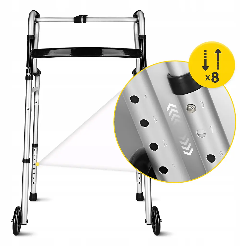 Реабілітаційні ходунки 4FIZJO регульовані, з коліщатами Silver/Black (P-5905973406468) - фото 10