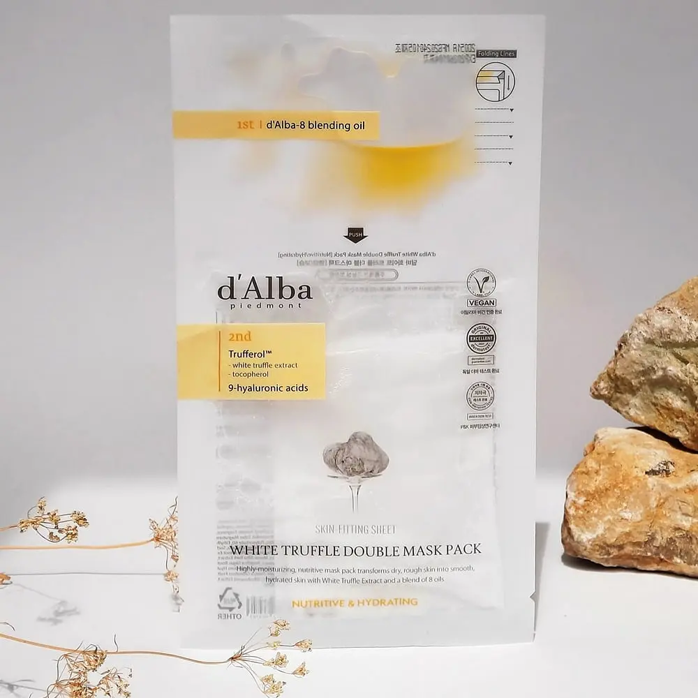 Маска для обличчя d'Alba White Truffle Double Mask Pack з екстрактом білого трюфеля та гіалуроновою кислотою 2.5 г + 30 г (DLB082) - фото 2