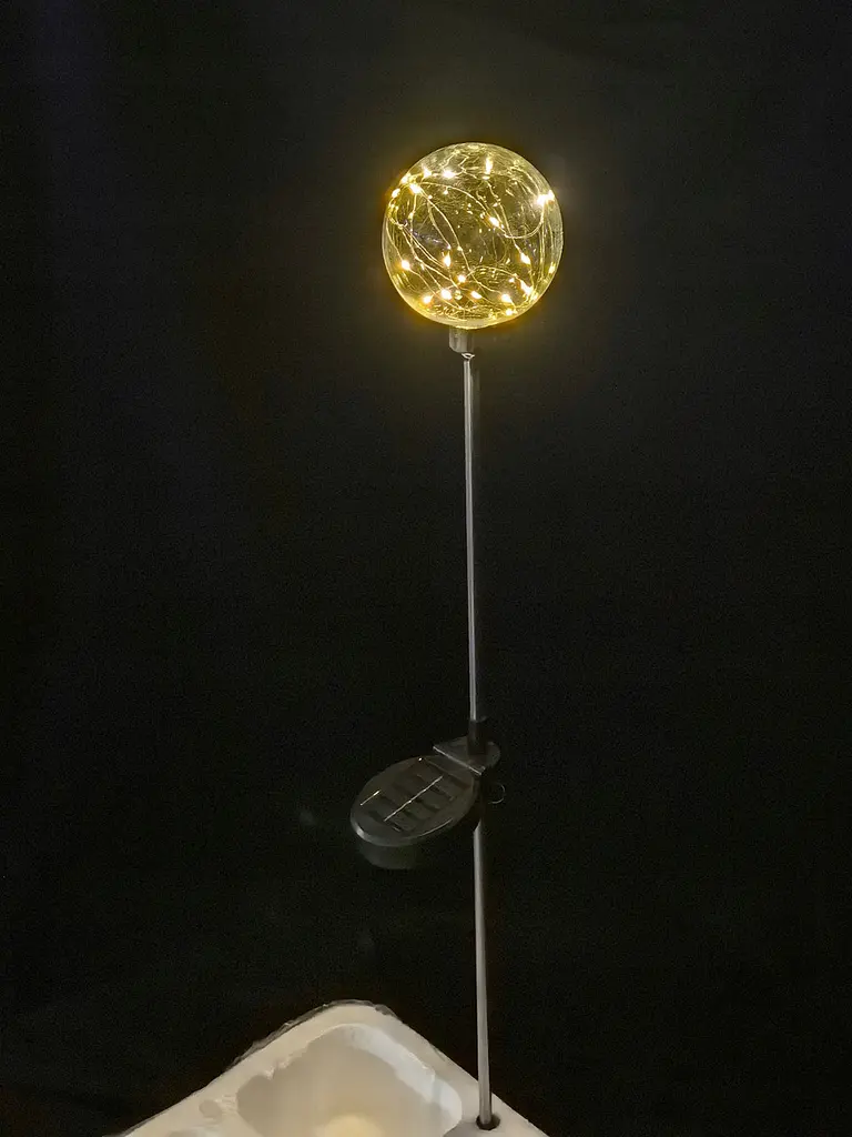 Садовий світильник SunLamp на сонячній батареї — куля 20 см, 20 LED, тепло-біле світло, 2 шт. - фото 5