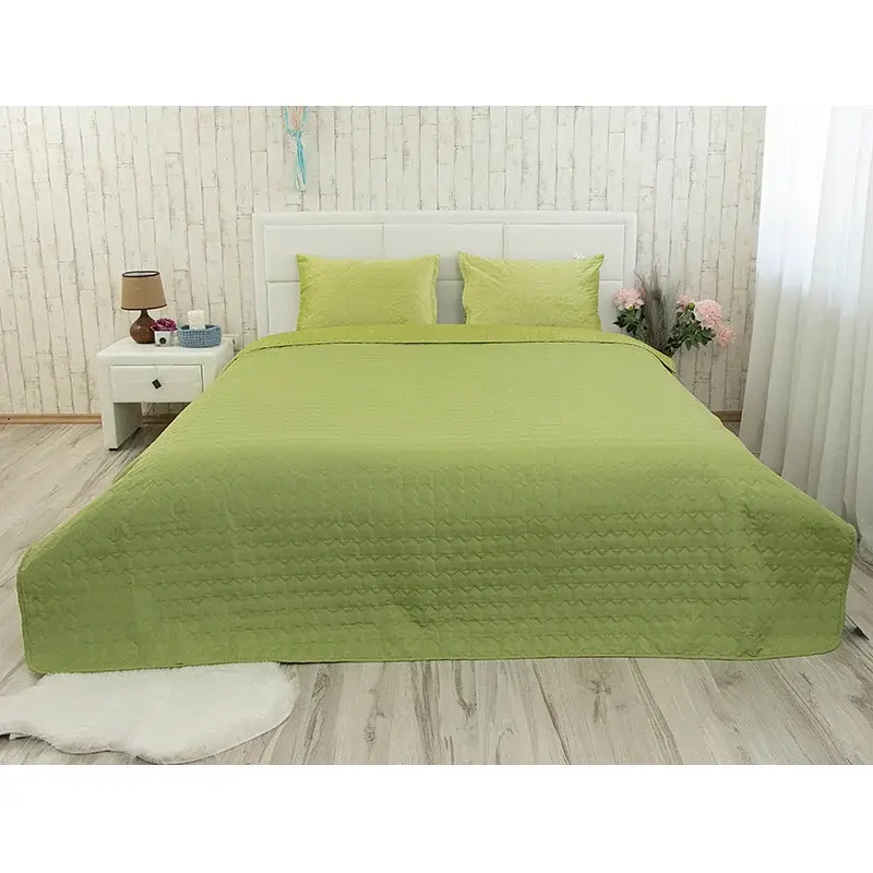 Покривало Руно двостороннє декоративне Velour Green banana зигзаг 220х240 см - фото 2