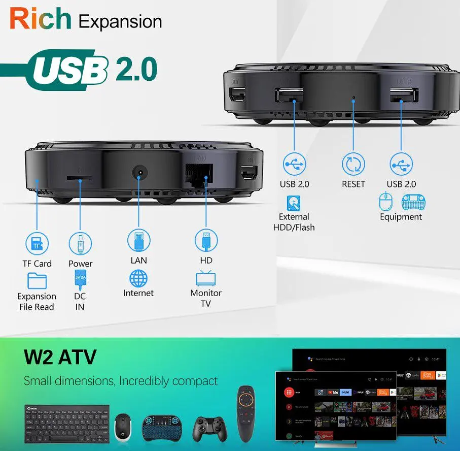 Смарт-ТВ-приставка Android SmartTV Box Vontar W2 ATV 4/64Gb Голос 4K HDR - фото 3