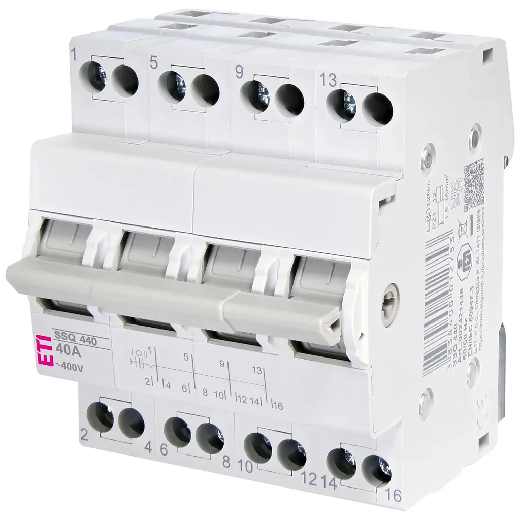 Перемикач трипозиційний ETI SSQ 440 "1-0-2", 4p 40A (2421445)