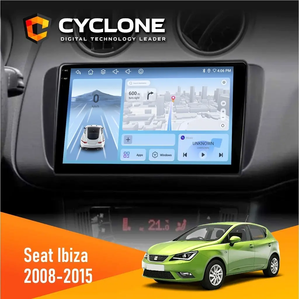 Штатна магнітола Seat Ibiza 2008-2015 Cyclone C9-012 4x64, DSP, 4G Cyclone (НФ-00008012)